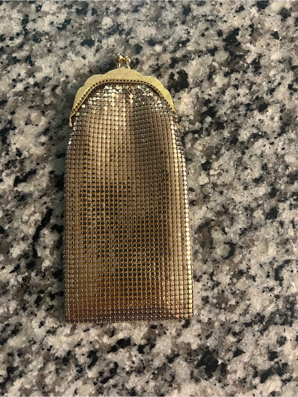 Vintage Gold Mesh Kiss-Lock Evening Wallet